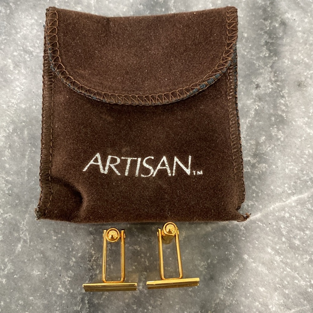 Artisan Gold Rectangular Cufflinks - image 2